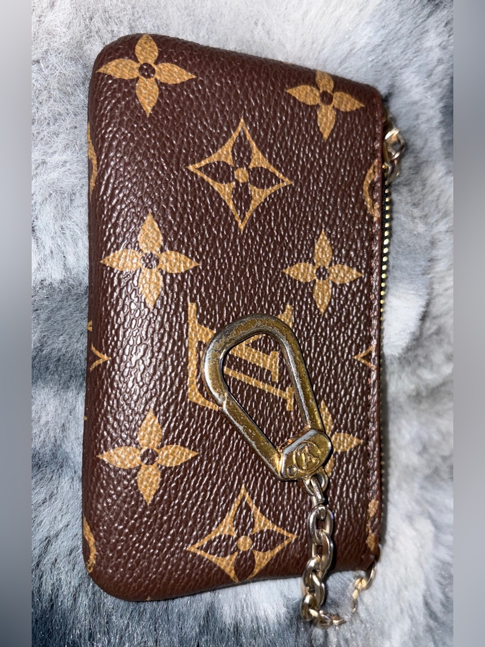 Louis Vuitton Brown Monogram Zip Coin Pouch with Gold Chain - Picture 2 of 8